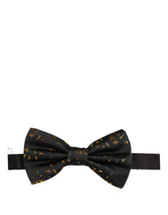 Dolce & Gabbana Black Gold Speckle Pattern Adjustable Neck Papillon Bow Tie