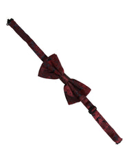Dolce & Gabbana Men Maroon Paisley SIlk Adjustable Neck Papillon Bow Tie