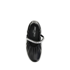 Jimmy Choo Black Calf Leather Bos Taurus Ballet Flats