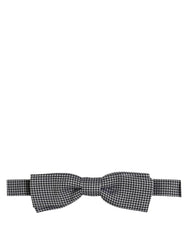 Dolce & Gabbana Black White Houndstooth Adjustable Neck Bow Tie