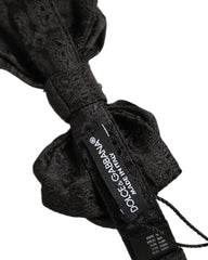 Dolce & Gabbana Men Black Paisley Silk Adjustable Neck Papillon Bow Tie