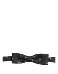 Dolce & Gabbana Men Black Floral Silk Adjustable Neck Papillon Bow Tie