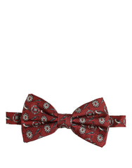 Dolce & Gabbana Men Bordeaux Floral Adjustable Neck Papillon Bow Tie