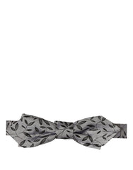 Dolce & Gabbana Men Gray Abstract Silk Adjustable Neck Papillon Bow Tie