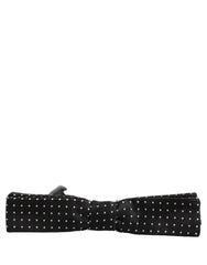 Dolce & Gabbana Black White Polka Dot Adjustable Neck Papillon Bow Tie
