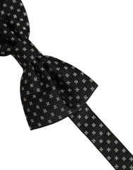 Dolce & Gabbana Men Black Patterned Adjustable Neck Papillon Bow Tie