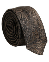 Dolce & Gabbana Men Brown Paisley 100% Silk Adjustable Tied Necktie Tie