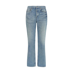 Saint Laurent Blue Cotton Straight-Leg Jeans