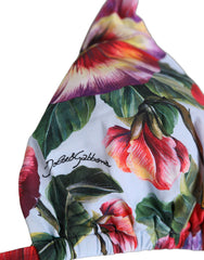 Dolce & Gabbana Multicolor Floral Triangle Beachwear Bikini Top