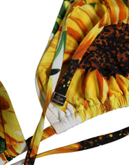 Dolce & Gabbana Multicolor Floral Halter Beachwear Bikini Top