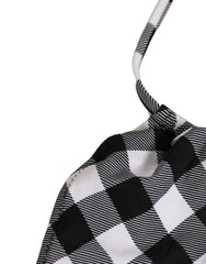 Dolce & Gabbana Black White Checkered Halter Beachwear Bikini Top