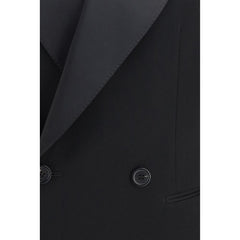 Saint Laurent Black Wool Oves Aries Leather Jacket