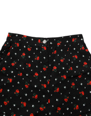 Dolce & Gabbana Black Floral High Rise Women Hot Pants Shorts