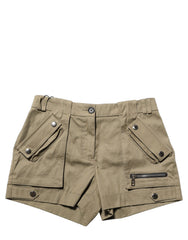 Dolce & Gabbana Green Cotton Mid Rise Cargo Hot Pants Shorts