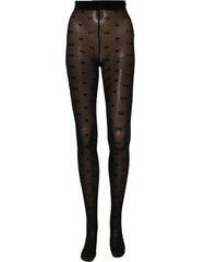 Dolce & Gabbana Black Nylon Logo Tights Stocking Pantyhose Socks