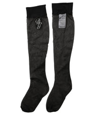 Dolce & Gabbana Black Nylon Mesh Sheer Calf Long Accessory Socks