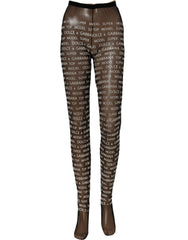 Dolce & Gabbana Black White All Over Print Sheer Stretch Tights Socks