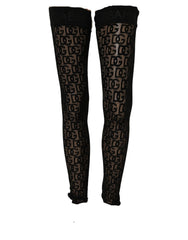 Dolce & Gabbana Black DG Logo Sheer Nylon Thigh High Socks