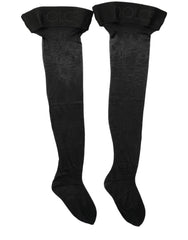 Dolce & Gabbana Black Nylon Logo Calf Long Women Accessory Socks