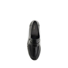 The Row Black Calf Leather Bos Taurus Slip-On Loafers