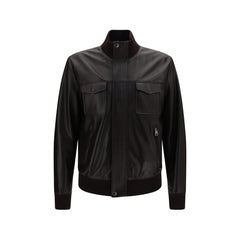 Dolce & Gabbana Brown Lamb Ovis Aries Aries Leather Jacket
