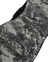 Dolce & Gabbana Silver Sequined Nyon Balconnet Bra Underwear