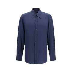Dolce & Gabbana Blue Silk Dress Shirt