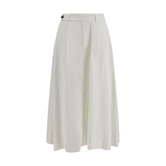 Brunello Cucinelli White Viscose Long Skirt