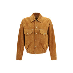 Versace Brown Lamb Ovis Aries Aries Leather Jacket