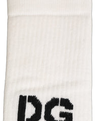 Dolce & Gabbana Men White Cotton Over The Calf Accessory Socks