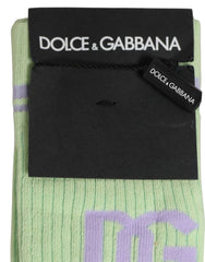 Dolce & Gabbana Men Light Green Logo Over Calf Accessory Socks