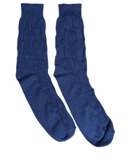 Dolce & Gabbana Royal Blue Checkered Silk Mid Calf Accessory Socks