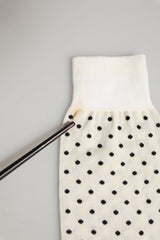 Dolce & Gabbana Off White Cotton Polka Dot Mid Calf Accessory Socks