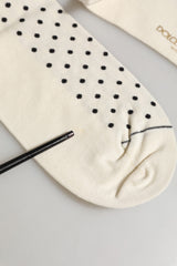Dolce & Gabbana Off White Cotton Polka Dot Mid Calf Accessory Socks