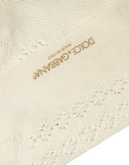 Dolce & Gabbana Off White Cotton Knit Mid Calf Accessory Socks