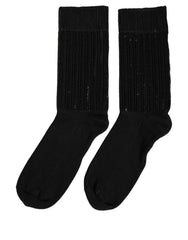 Dolce & Gabbana Black Sequin Cotton Knit Mid Calf Accessory Socks