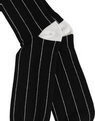 Dolce & Gabbana Men Black Pinstripe Logo Knee High Accessory Socks