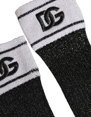 Dolce & Gabbana Black Viscose DG Logo Knee High Accessory Socks