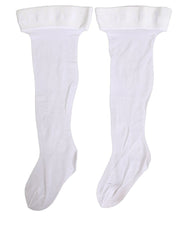 Dolce & Gabbana .White Nylon Logo Calf Long Women Accessory Socks