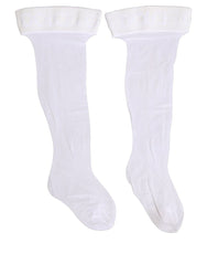 Dolce & Gabbana .White Nylon Logo Calf Long Women Accessory Socks