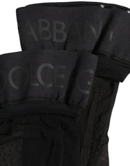 Dolce & Gabbana Black Nylon Logo Calf Long Women Accessory Socks