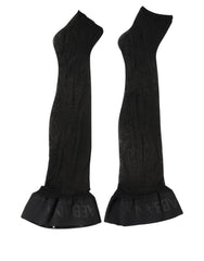 Dolce & Gabbana Black Nylon Logo Calf Long Women Accessory Socks