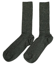 Dolce & Gabbana Dark Green Viscose Logo Mid Calf Accessory Socks