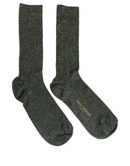 Dolce & Gabbana Dark Green Viscose Logo Mid Calf Accessory Socks