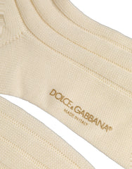 Dolce & Gabbana Beige Wool Stretch Knee High Accessory Socks