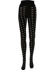 Dolce & Gabbana Black Polka Dot Fishnet Pantyhose Stockings Socks