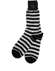 Dolce & Gabbana Black White Stripes Cotton Mid Calf Accessory Socks