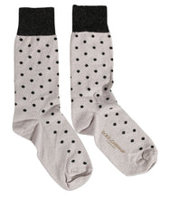 Dolce & Gabbana Gray Viscose Stretch Dotted Women Accessory Socks