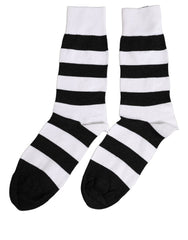 Dolce & Gabbana Black White Stripes Mid Calf Accessory Socks