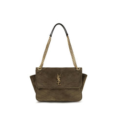 Saint Laurent Bicolor Suede Leather Shoulder Bag